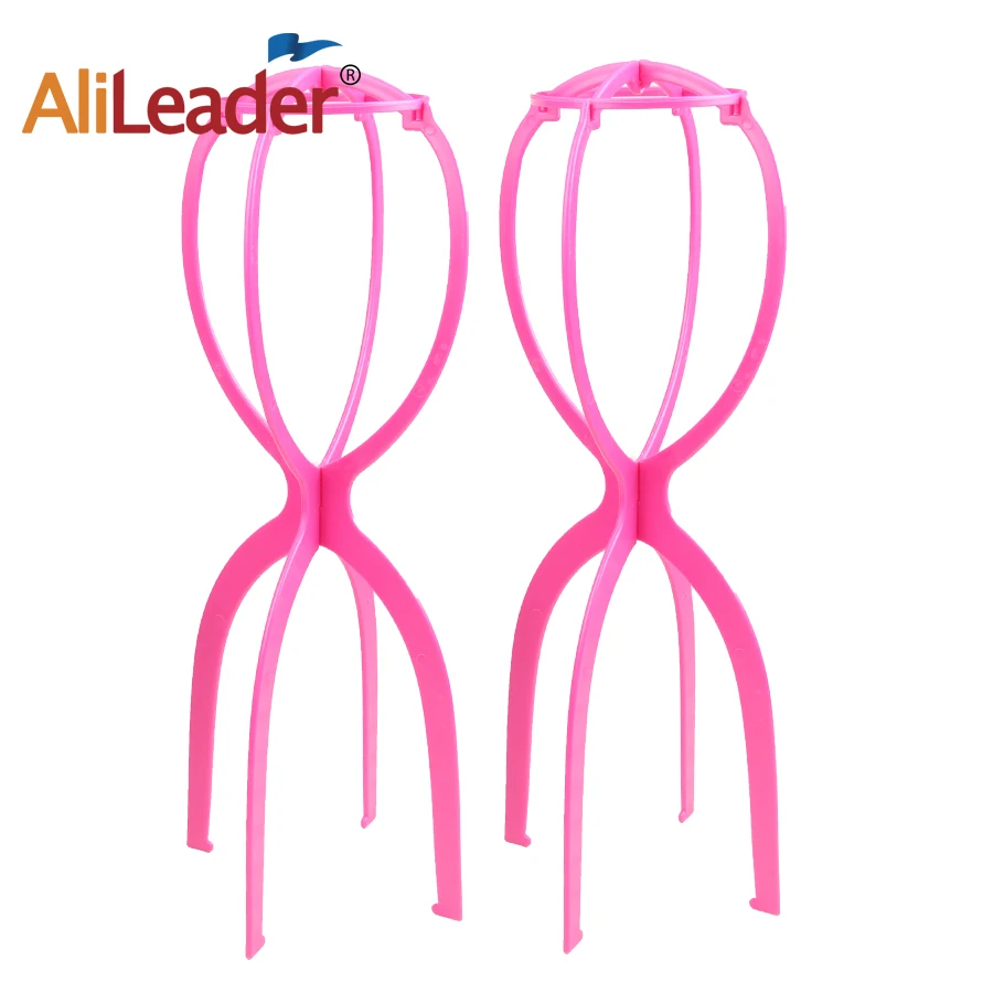 

55 Cm Tall Foam Wig Stands Tripod Plastic Wig Hair Hat Cap Stying Holders Stand For Long Wigs Display Drying Black Pink