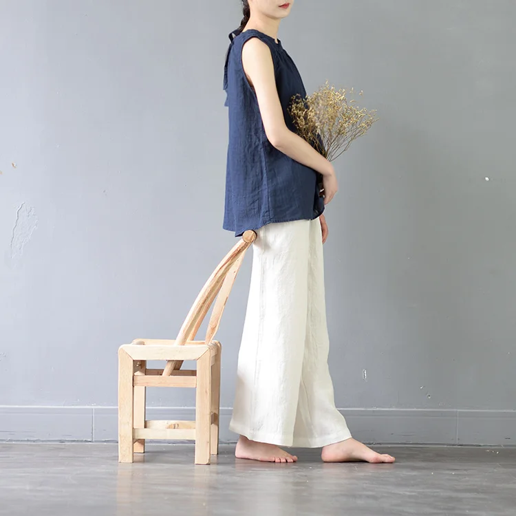 SCUWLINEN, женские летние топы, одноцветные, рами, свободные безрукавки, топы, Vestidos, повседневные женские блузки S359