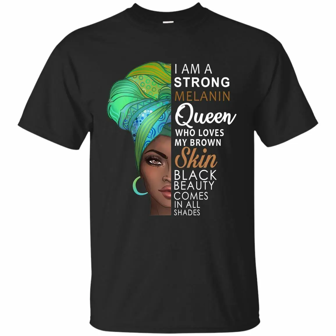 Футболка в стиле унисекс Funny Strong Melanin Queen Afrocentric Beauty Shades цвет черный темно-синий S-3Xl