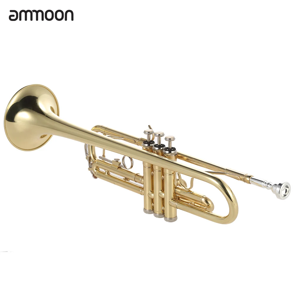 Ammoon Bb труба B плоская латунная Золотая роспись изысканный прочный музыкальный