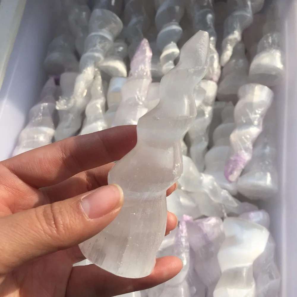 Selenite Хрустальная палочка лечебный массаж спиральная полированная из