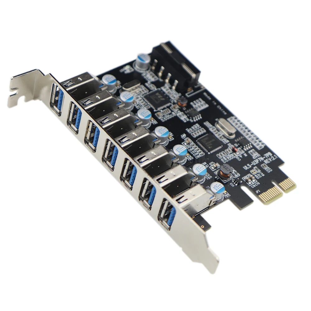 

PCIe to USB 3.0 7-Port PCI Express Expansion Card PCI-E USB3.0 Hub with Molex Power Connector Support UASP Windows 10,8.1,8,7,XP