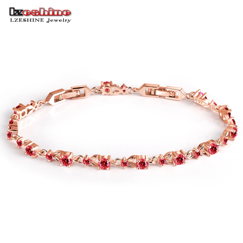 LZESHINE Новый Роскошный Браслет на Женщин из Розового Золота с Кристаллами из Кубического Циркония AAA Браслеты и Браслеты Украшения CBR0014.
