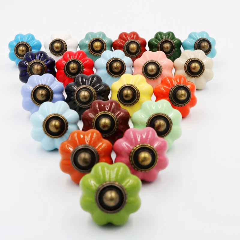 Винтажная скотоводство керамическая ручка в форме тыквы красочные кухонные