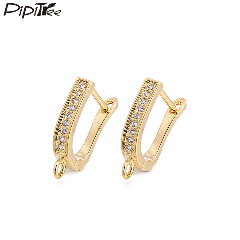 Pipitree DIY серьги-кольца фурнитура для изготовления ювелирных изделий Медь CZ Циркон Серебро Золото Цвет Круглые Серьги Крючки застежки аксессуары