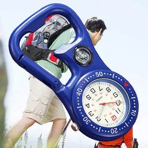 Клипса карабин карманные часы для мужчин компас открывалка для бутылок для доктора светящиеся наружные спортивные альпинистские часы