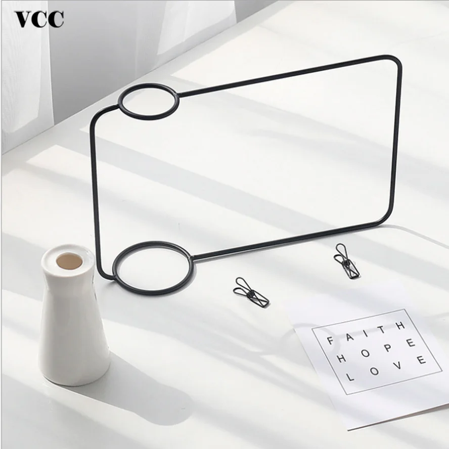 Pаспродажа Скандинавская фоторамка кронштейн из кованого железа, креативная ваза для цветов, золотисто-черное украшение, фоторамка, настольное украше...