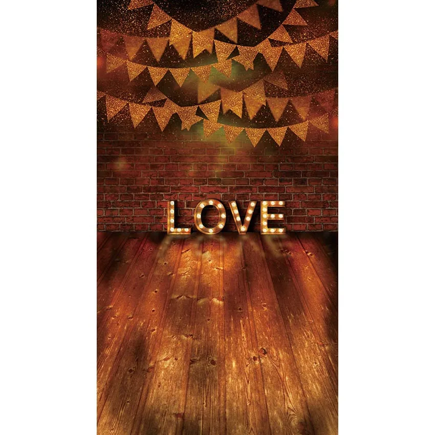 Виниловый фон для фотосъемки на заказ флаги любовь светящиеся коричневые