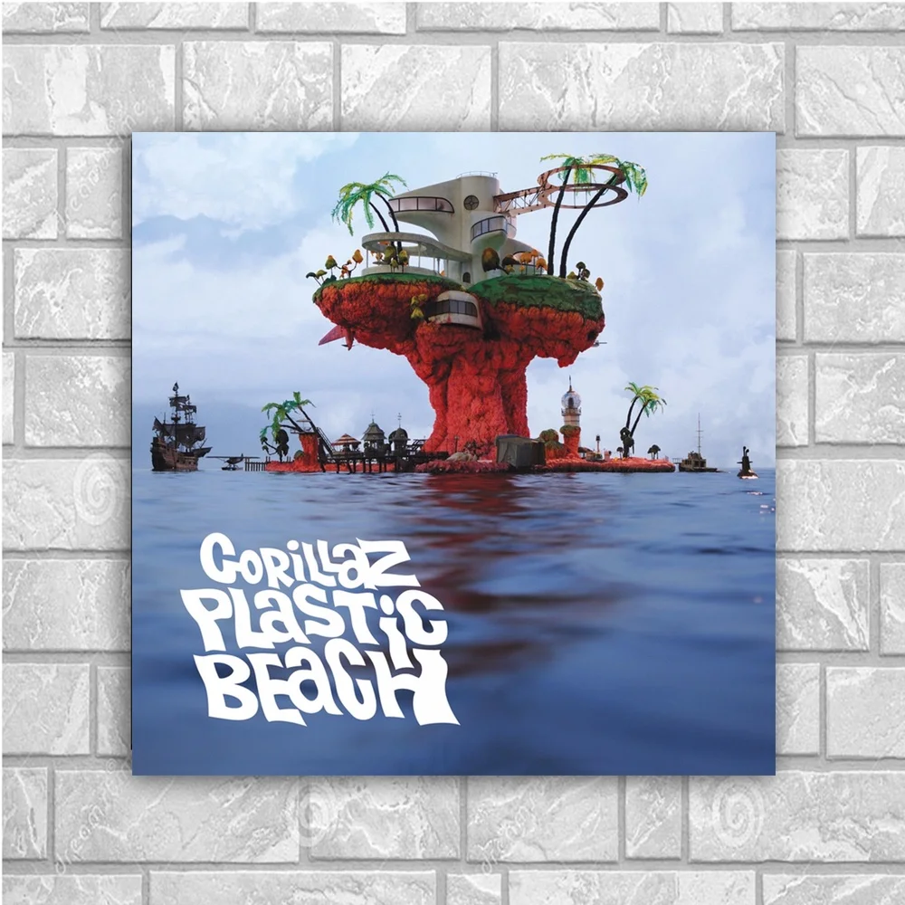 Пластиковый пляжный Шелковый плакат Gorillaz для домашнего декора 12x12 24x24