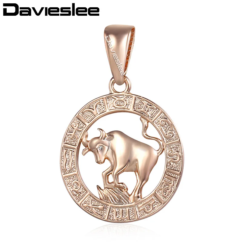 GP179 Davieslee женский знак зодиака Телец кулон Золотое созвездие кулон ожерелья для женщин ювелирные изделия дропшиппинг DGP358 - Окраска металла: GP179