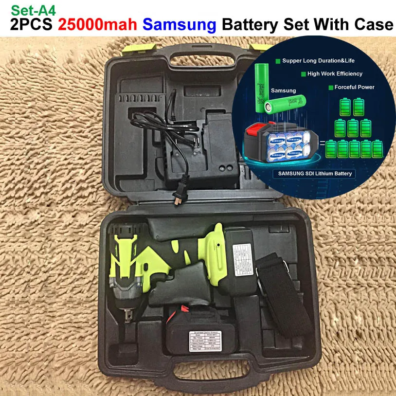 360N/M 16800mah 9800mah 1/2 бесщеточный крутящий момент беспроводной Hilti Электрический Bort Электроинструмент литиевая батарея автомобильный ударный ключ - Цвет: 2PCS Samsung 25000 B