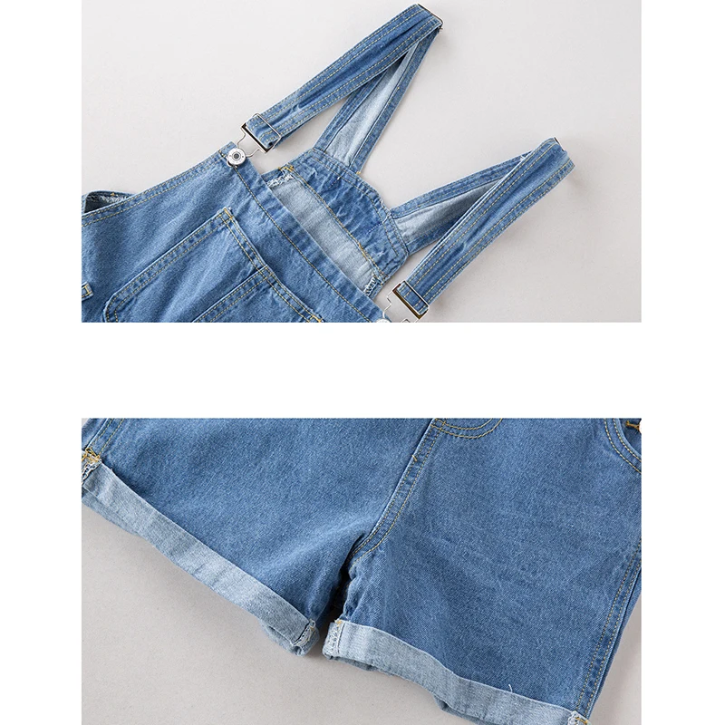 Voobuyla 2019 New High Waist Casual Streerwear Denim Strap Shorts Vogue Plus Size 4XL Playsuits Light Blue Women Jeans | Женская одежда