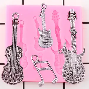 Музыкальные ноты гитара силиконовые формы инструменты для украшения торта кекс Топпер помадка форма Полимерная глина Конфеты Шоколад формы для мастики