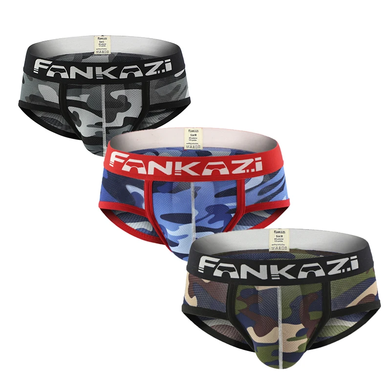 3 шт. Для мужчин шорты боксеры Камуфляж Нижнее белье дышащая низкая талия
