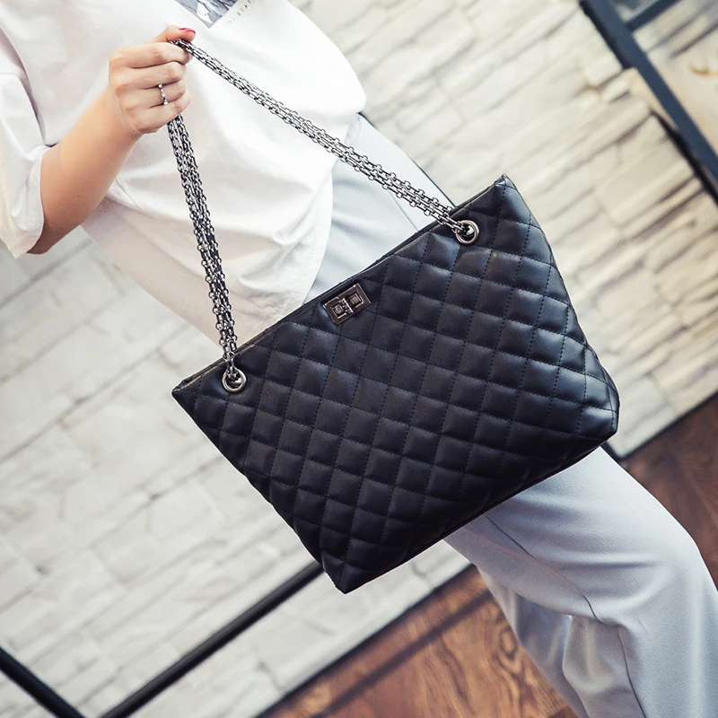 Новинка 2017 кожаные женские сумки через плечо с цепочкой в клетку винтажные