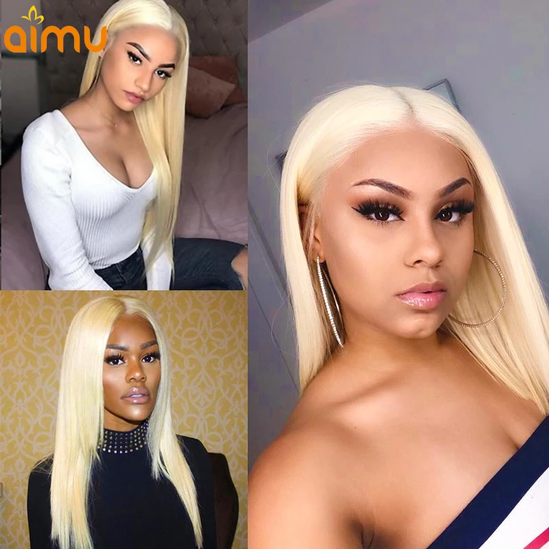 613 Blonde Colored Transparent Lace Front Real Long Straight Human Hair Wig for Black Women Remy Brazilian Invisible Pre Plucked