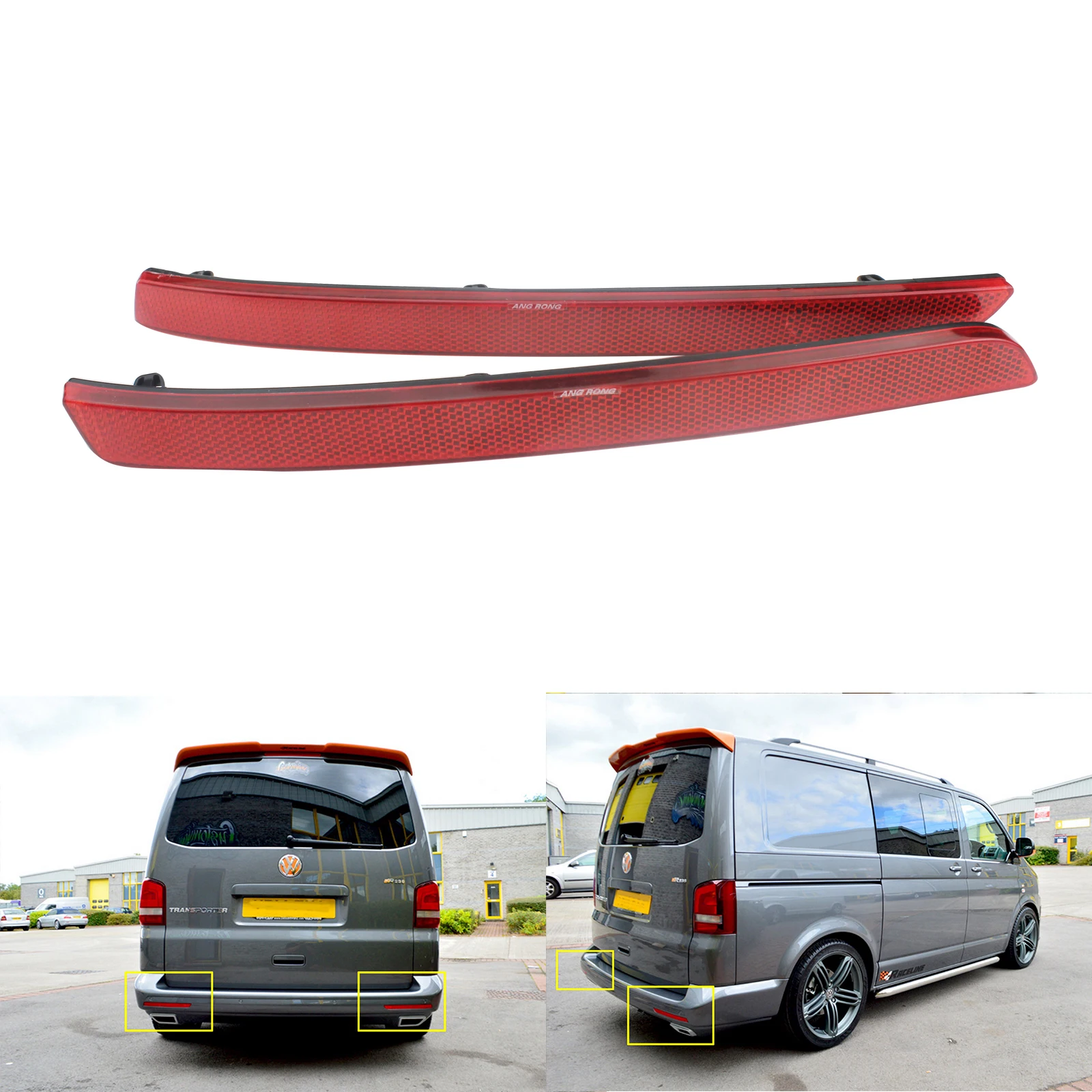 ANGRONG 2X красный объектив задний бампер отражатель в сборе для VW T5 транспортер MK V