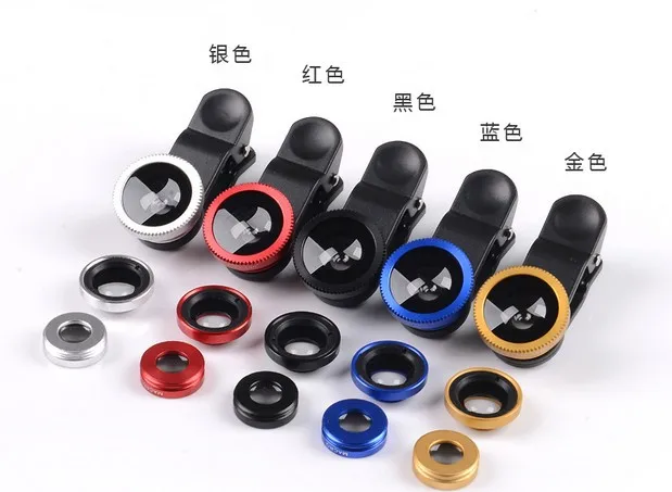 Смешно Рыбий Глаз Объектив + Широкоугольный Камеры Macro Cell телефон 3 в 1 комплект