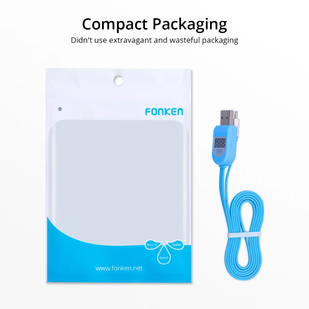 FONKEN Micro usb кабель светодиодный Напряжение Ток ток цифровой индикатор mini USB провода