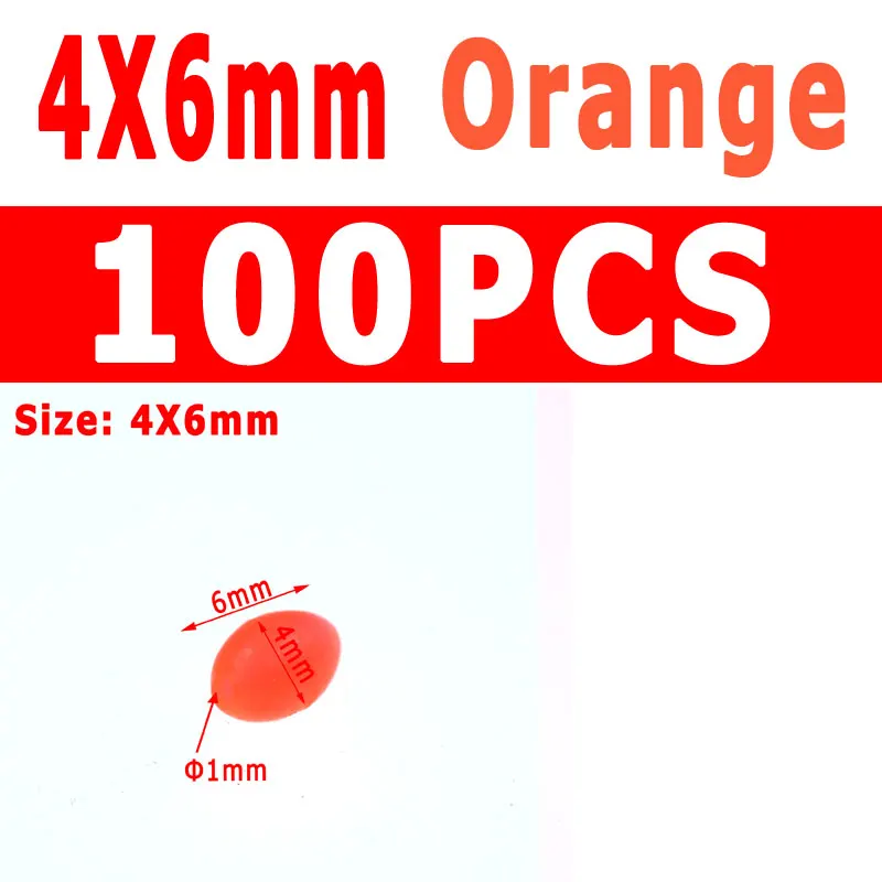 100pcs Orange 4X6mm 1 ПАК мягкие Светящиеся Шарики Светящиеся оранжевый зеленый для рыболовной снасти тройной крючок яйцо муха завязывание УФ Цвет Сабики блесна Айс джиг рыболовные аксессуары - Цвет: 100pcs Orange 4X6mm