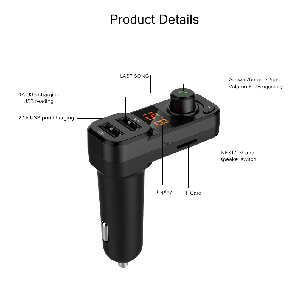 Fm передатчик Bluetooth автомобильный комплект поддержка QC3.0 быстрая зарядка tf карта u