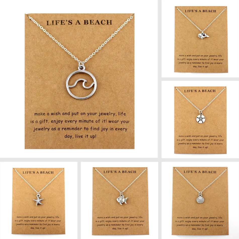 

Starfish Conch Shell Ocean Waves Sea Turtle Fish Shark Pendants Necklaces Women Men Unisex Fashion Trendy Jewelry Beach Gift