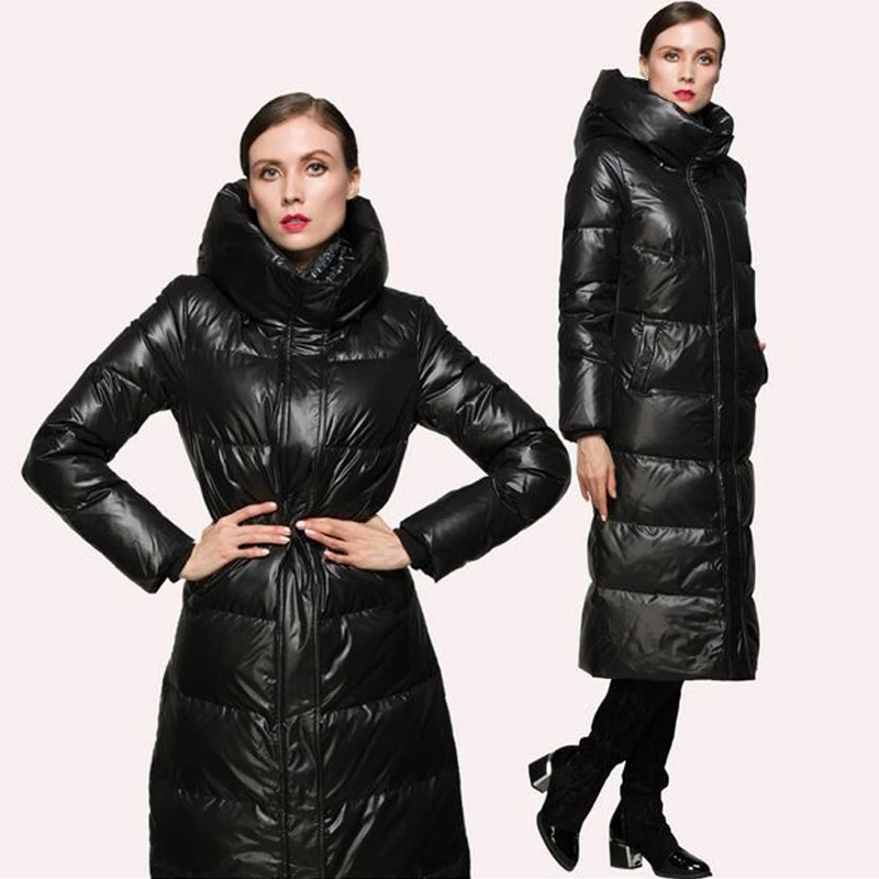 Высококачественная модная зимняя женская парка на утином пуху 2018 роскошный
