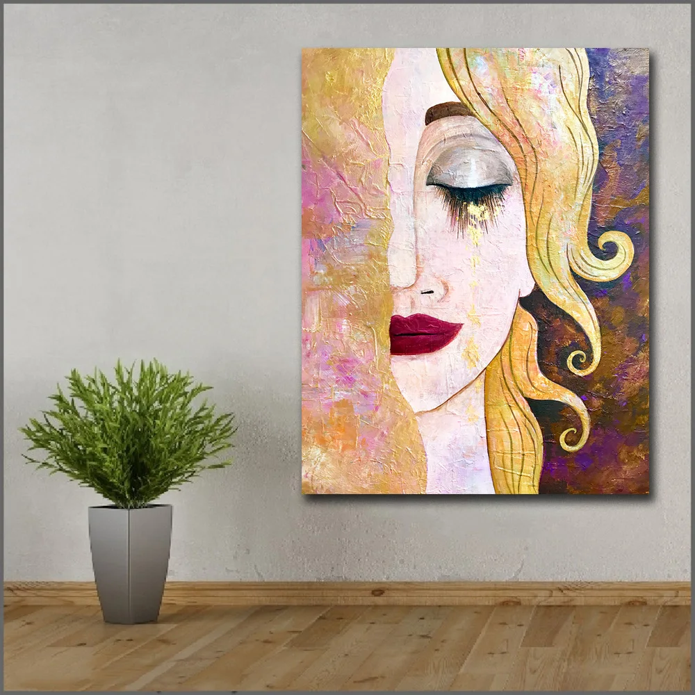 Wlong домашний декор настенное искусство Love Tear Klimt картина маслом на холсте картины