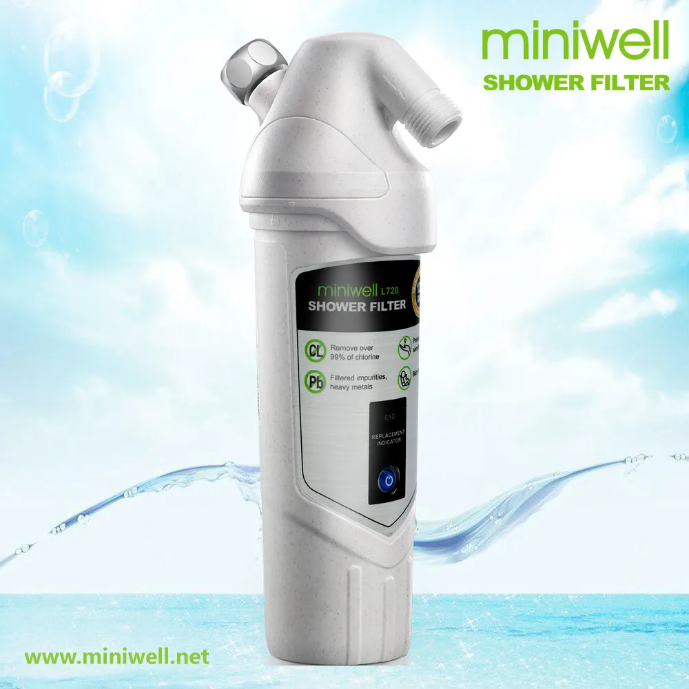 

Miniwell L720 shower water filter remove chlorine Care skin, hair for home use carbon kdf media heavy metal spa bathroom