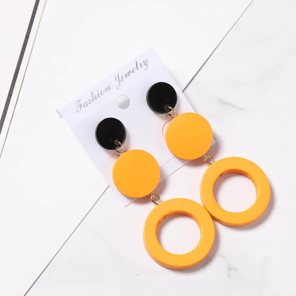 Мода в Корейском стиле серьги капельки Хрустальный цветок деревянная ручной