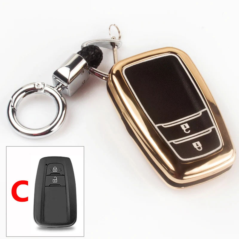 Цинковый сплав+ светящийся чехол для дистанционного ключа для Toyota Corolla Camry RAV4 Aygo CHR Avensis Yaris для corolla Prius Корона - Название цвета: C Gold