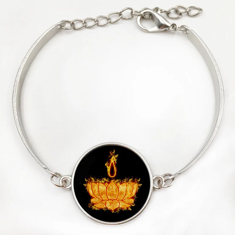 Новая мода ручной работы Hinduism ювелирные изделия хинди Лотос стекло кабошон кулон