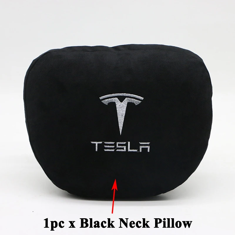 1pc Black Стильный мягкий удобный подголовник для автомобильного сиденья, подушка для шеи, защита логотипа, аксессуары для Tesla, модель S, модель X, модель 3 - Цвет: 1pc Black