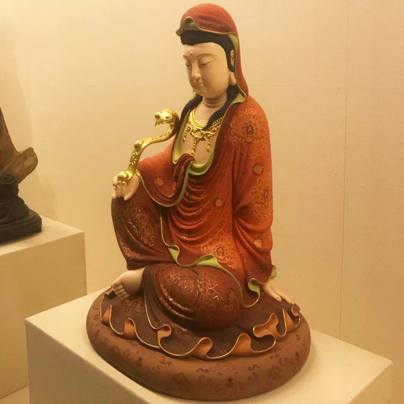 51 см Guanyin деревянные статуи Будды скульптура из дерева Budas estatua цветной рисунок