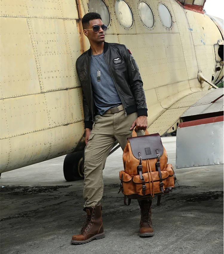 Роскошный мужской рюкзак на шнурке из 100% мягкой натуральной коровьей кожи