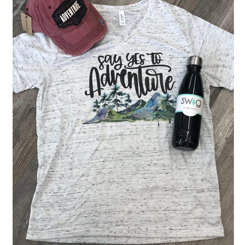 Распродажа say yes to adventure женские футболки на День Благодарения повседневные
