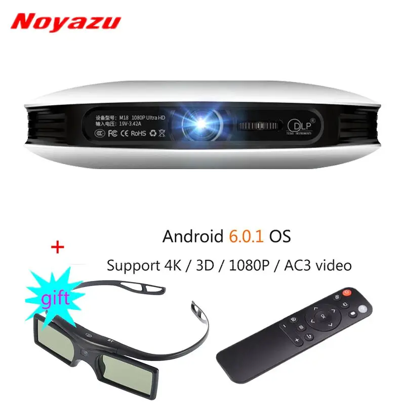 Noyazu DLP проектор светодио дный светодиодный 3D Android мультимедийный полный экшен