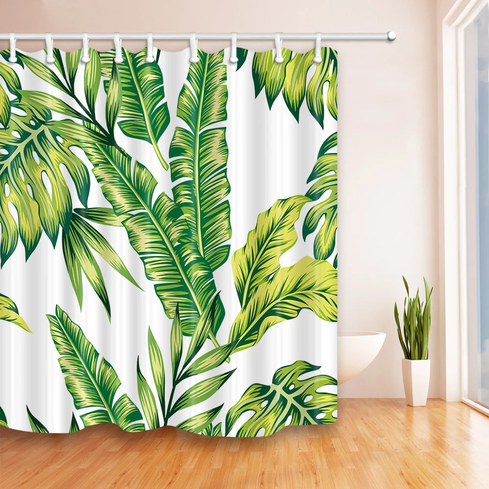 

Tropical rain forest banana leaves flower - style shower curtain digital printing waterproof anti - mildew polyester shower curt