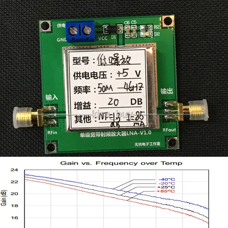 

50MHz-4GHz 20dB Low Noise LNA RF Broadband Amplifier NF 1.3dB HF VHF/UHF