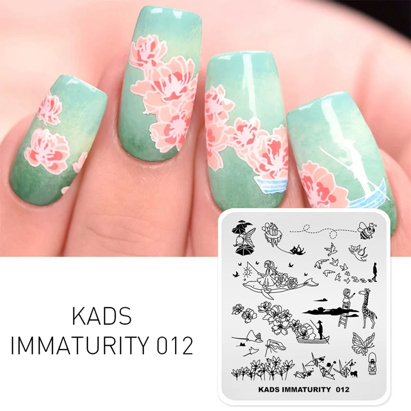 Immaturity 012 KADS новые пластины для штамповки ногтей Летняя природа шаблон для штамповки изображения пластины для маникюра палитра цветов многослойный дизайн - Цвет: Immaturity 012