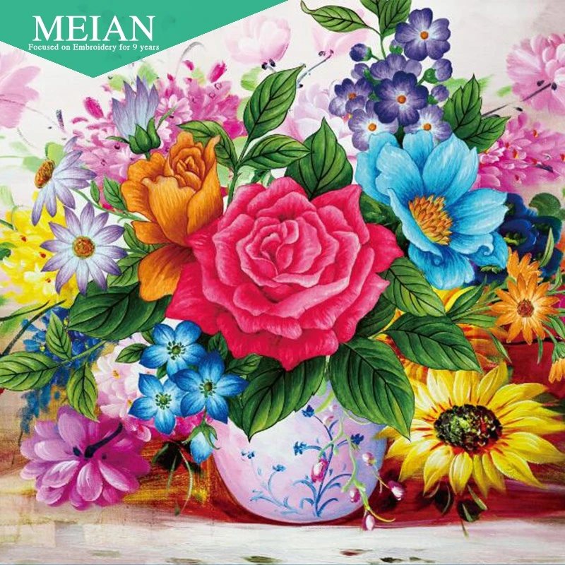 Meian новинка алмазная картина для спальни теплая Цветочная вышивка палочка сверло