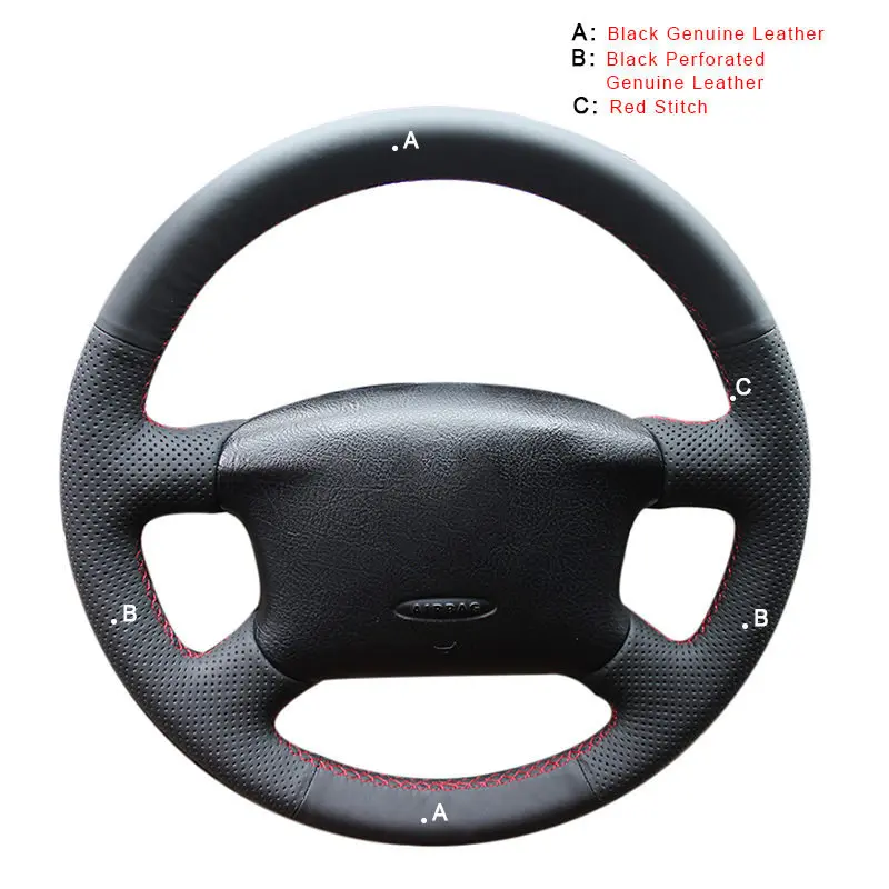 Genuine Leather Автомобильная Оплетка на руль для Volkswagen VW Passat B5 1996-2005 Golf 4 1998-2004 Seat Alhambra ручная швейная кожа - Название цвета: Genuine Leather