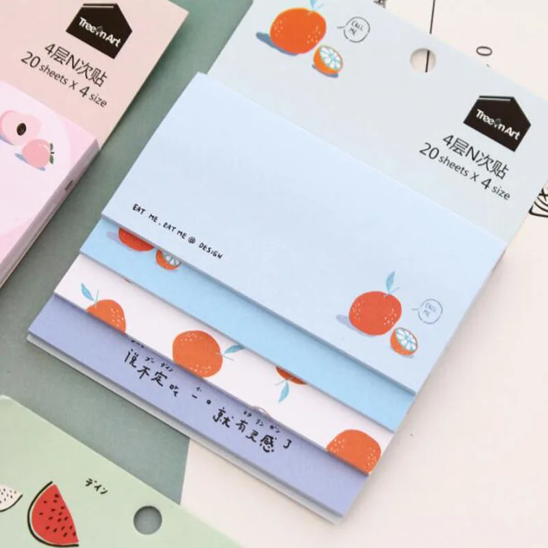 Kawaii милые Блокнот наклейки Творческий Фрукты Тетрадь сообщений размещенных в