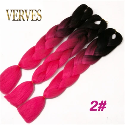 VERVES, Омбре, плетение волос, 100 г/шт., 24 дюйма, 1 шт., синтетический, три, два тона, тепловое волокно, вязанное крючком, огромные косы, наращивание волос - Цвет: T1B/613