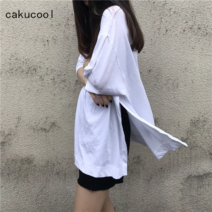 Женская футболка с коротким рукавом Cakucool белая Повседневная Свободная средней