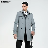 aimenwant new arrival 2018 double breasted woolen coat male business imitation wool coat mens british customize outwear