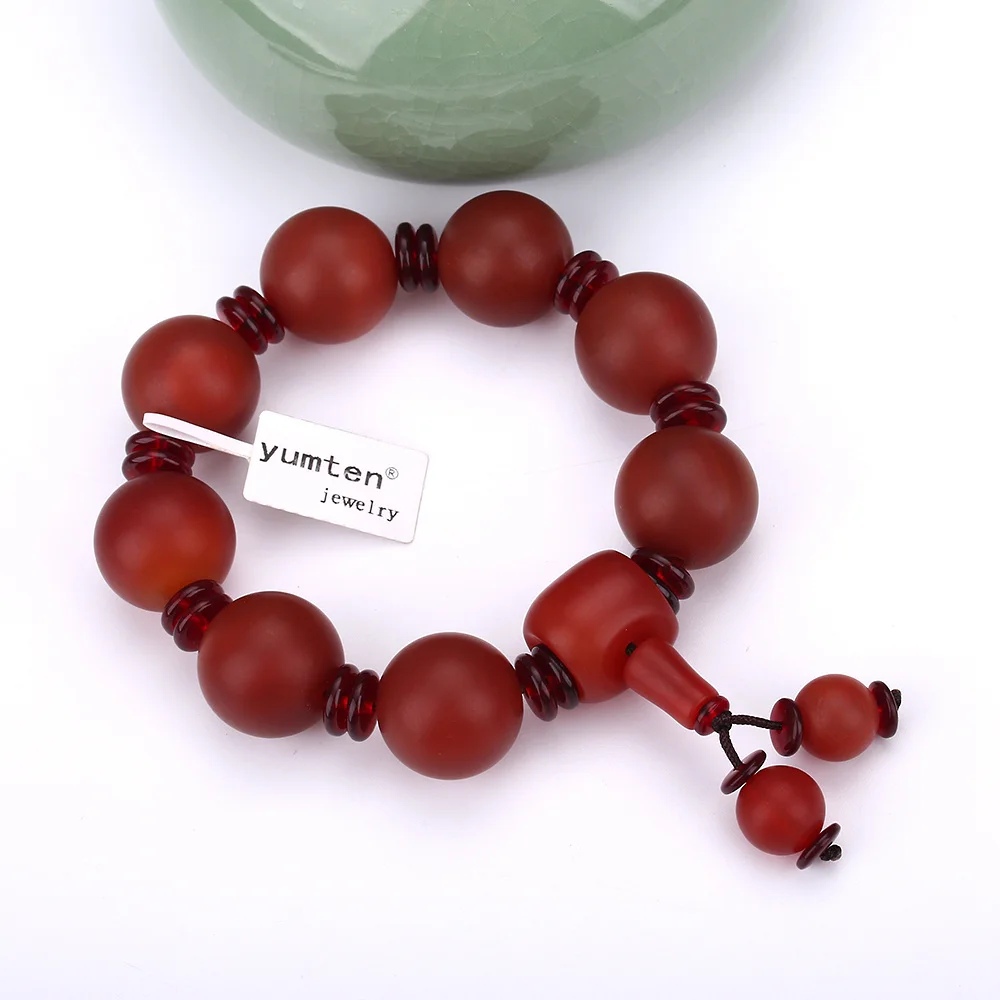 Yumten Для мужчин ретро браслет натуральный лунный камень китайский Стиль Jewelry