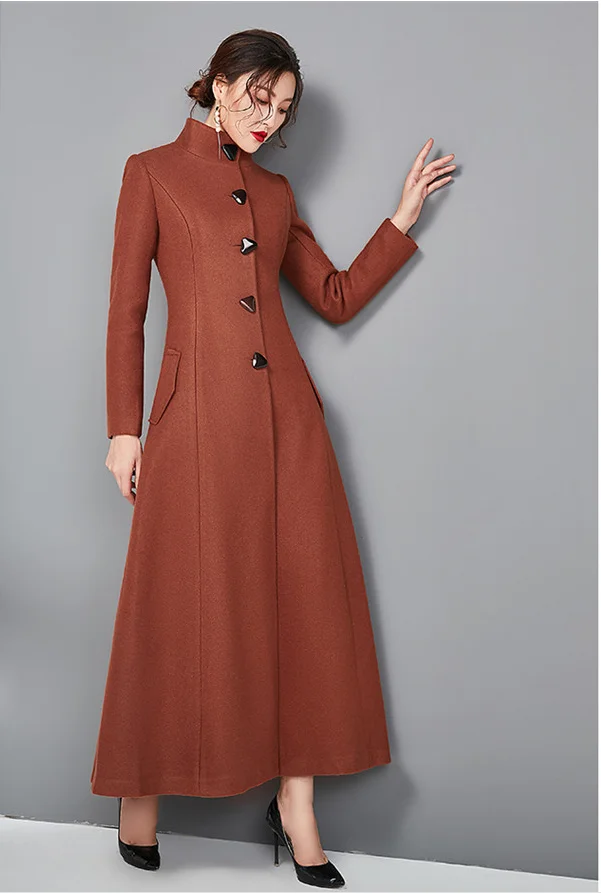 Casaco Feminino,, женское, плюс размер, осень, зима, Cassic, простое, шерстяное, макси, длинное пальто, женский халат, верхняя одежда, Manteau Femme - Цвет: caramel Colour
