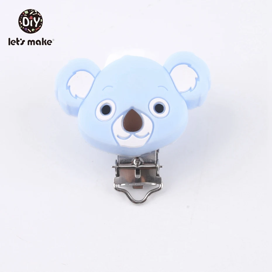 Candy Blue Let's Make/10 шт., Прорезыватель для зубов, держатель для младенцев, цветные в форме коалы, детский силиконовый прорезыватель, милые зажимы для пустышки - Цвет: Candy Blue