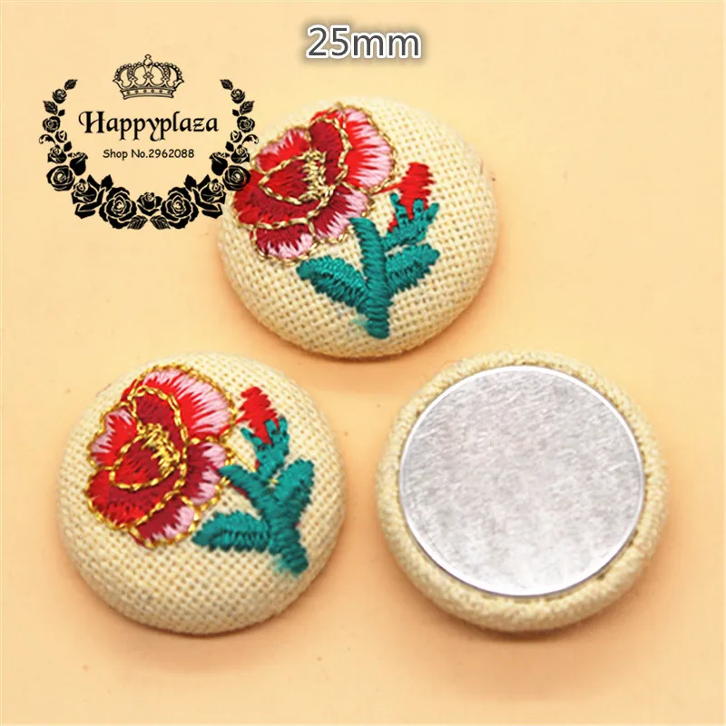 10 шт. 23 мм Цветочная вышивка покрытая тканью круглая с плоской спинкой для